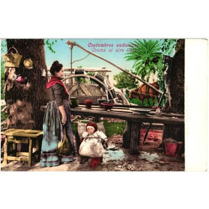 Costumbres Andaluzas Cocina Al Aire Libre Spain Postcard
